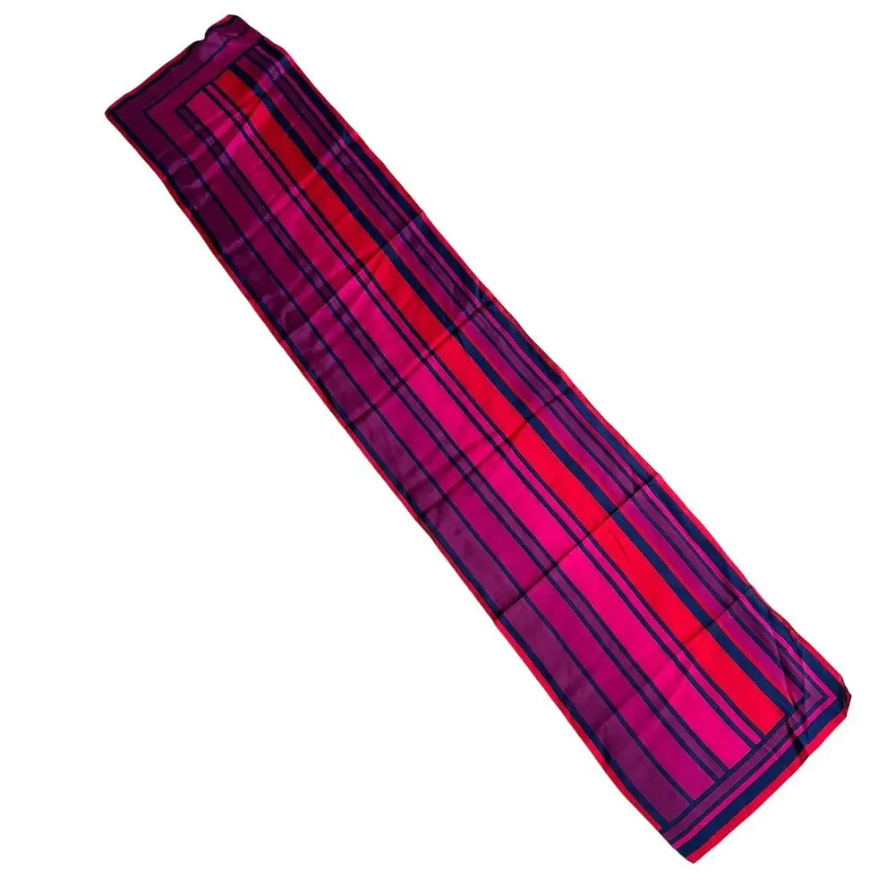 Liz Claiborne long rectangle silk scarf pink purple black geometric 1980's